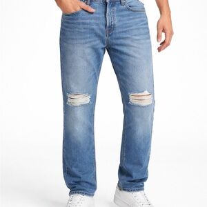 Levi’s 501 CT Men’s Jeans W29 Light Blue Distressed Ripped Knees Tapered Denim